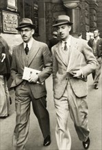 City gents in Sydney. James Murray (left) and a male companion walk purposefully along a city