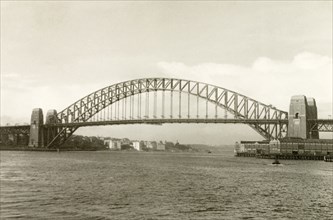 Sydney Harbour Bridge, 1940. View of Sydney Harbour Bridge, stretching across Port Jackson to