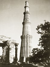 Qutb Minar, 1941. View of the Qutb Minar, one of the greatest monuments of Islamic architecture in