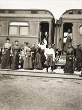 Passengers aboard Sunset Limited. Female and child travellers aboard the Sunset Limited passenger