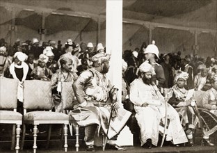 Maharajah of Baroda at Coronation Durbar, 1903. Sayajirao Gaekwad III, Maharajah of Baroda, sits