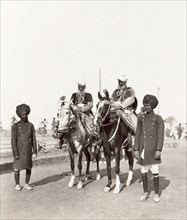 Indian dignitaries at Coronation Durbar, 1903. Two Indian dignitaries mounted on caparisoned