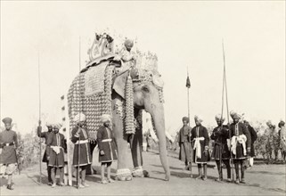 The State Elephant of Patiala. The caparisoned state elephant of Patiala carries an ornate howdah