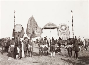 Standard-bearers of Rewah State, 1903. The standard-bearers of Rewah State display a selection of