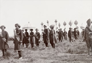 Standard-bearers at Coronation Durbar, 1903. Standard-bearers for an Indian princely state display