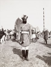 Sikh soldier at Coronation Durbar, 1903. A Sikh soldier of an Indian irregular cavalry unit stands