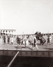 Horse show at Coronation Durbar, 1903. Horsemen from Jaipur State perform a dressage show in the