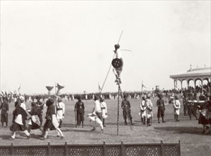Performers at Coronation Durbar, 1903. Performers from Kutch State enter the pavilion arena at