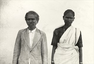 Methodist priest and his wife. Half-length portrait of a Methodist priest and his wife posing