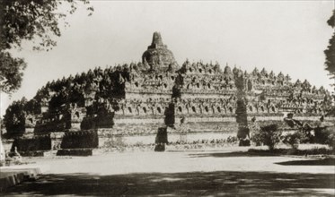 Borobudur, Java. View of Borobudur, a ninth century Buddhist monument that comprises nine tiered