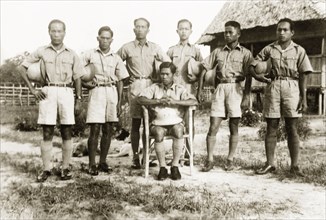 Trainee health officers, North Borneo. Group portrait of the first trainee health officers to