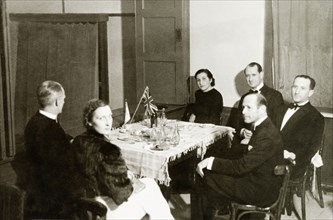 An informal supper, Jersualem. William Ryder McGeagh (centre, back row), District Commissioner in