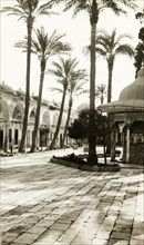 Purification fountain in Acre. A purification fountain sits outside a colonnade at the entrance to