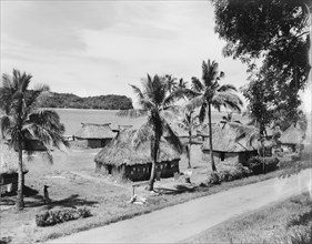 Naboutini village on Viti Levu. The village of Naboutini, comprising several Fijian 'bures'