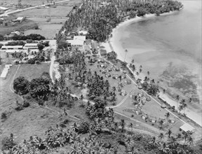 The Koralevu Beach Hotel, Fiji. Aerial view of the Koralevu Beach Hotel, located halfway between