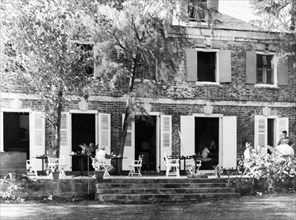 The Admiral's Inn, Antigua. The louvered doors of the historic Admiral's Inn open out onto a stone