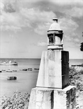 Roseau lighthouse, Dominica. The beacon of Roseau lighthouse overlooks the bay. Roseau, Dominica,