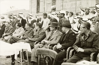 Recruitment meeting at Al Faluja. William Ryder McGeagh (third from right), District Commissioner