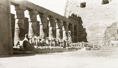 Ram-headed sphinxes at Karnak . An avenue of ram-headed sphinxes guards a courtyard in the Karnak