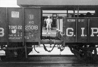 George Boon at Meerut railway station. Portrait of George Boon, an officer of the Indian Police,