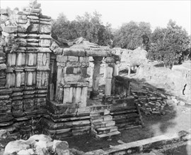 Ruined temple, Shankargarh. An ancient stone temple lies in ruins. Shankargarh near Allahabad,