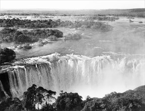 Victoria Falls, circa 1963. A government publicity shot of Victoria Falls, situated on the Zambezi