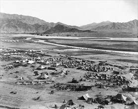 Military camp at Landi Khana. View across an Indian Army camp, located in a mountain valley near