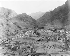 Military camp on the Khyber Pass. View across an Indian Army camp at Ali Masjid, located in a