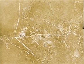 Aerial view of Achiet-le-Petit, 1918. One of a series of British aerial reconnaissance photographs