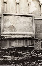 Fire damaged painting in All Saints Church. Interior shot of All Saints Church in Eastbourne in the