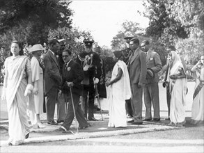 Shaking hands at the Government House Garden Party. Sir Maurice Hallett, Governor of the United