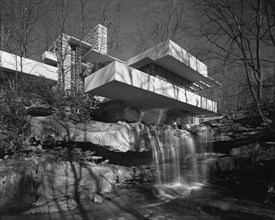 Exterior of Fallingwater (Edgar Kaufmann residence) designed by Frank Lloyd Wright 1937. Created by