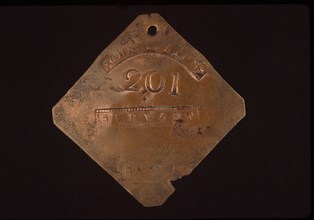 Slave tag 1837. Artist unidentified