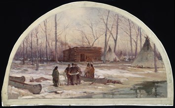 The Winter Quarters of Father Marquette, 1674.  Created by Earle, Lawrence Carmichael, 1845-1921