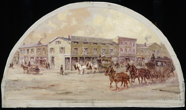 Frink and Walker's Stage Coach Office, 1850.  Created by Earle, Lawrence Carmichael, 1845-1921