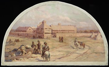The First Fort Dearborn, 1803.  Created by Earle, Lawrence Carmichael, 1845-1921