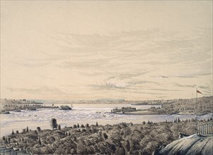 Sault de Ste. Marie between Lakes Huron and Superior, 1842.  Created by Ainslie, Henry Francis