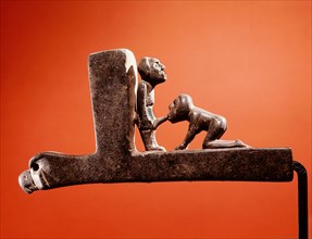 Ceremonial stone pipe with erotic scene