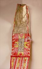 Pipe bag made from buffalo skin and decorated with quillwork