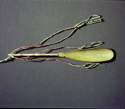 Spoon made from horn with quillwork binding on the handle
