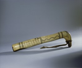 Adze or scraper handle incised with a row of American soldiers
