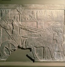 Stone relief from a series showing Ashurbanipal hunting