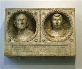 Part of the funerary monument of Lucius Antistius Sarculo, a free born Roman priest of the Salian order and his wife and freedwoman, Antistia Plutia