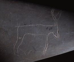 Detail frm a cosmetic palette depicting a gazelle or antelope