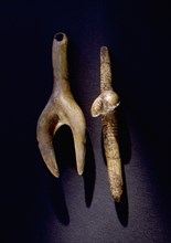 Stylised female figurines carved from mammoth bone