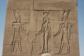 Mnumental relief at the Temple of Hathor