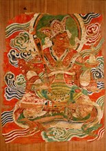 Painting of the Buddhist guardian king Vaisravana, a late Tang dynasty painting said to have come from the temples at Kucha, to the west of Turfan, along the northern route of the Silk Road