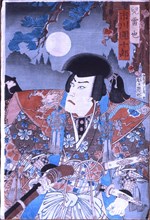 Samurai ethics were portrayed in the Kabuki theatre and in prints drawn from Kabuki such as this depicting a samurai