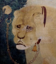Painting recording the gift of a lion made by an African Swahili merchant to the Yuan (or Ming) court in China