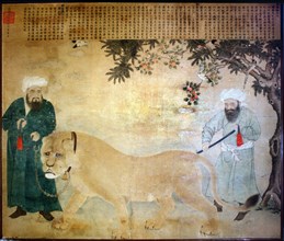 Painting recording the gift of lion made by an African Swahili merchant to the Ming court in China